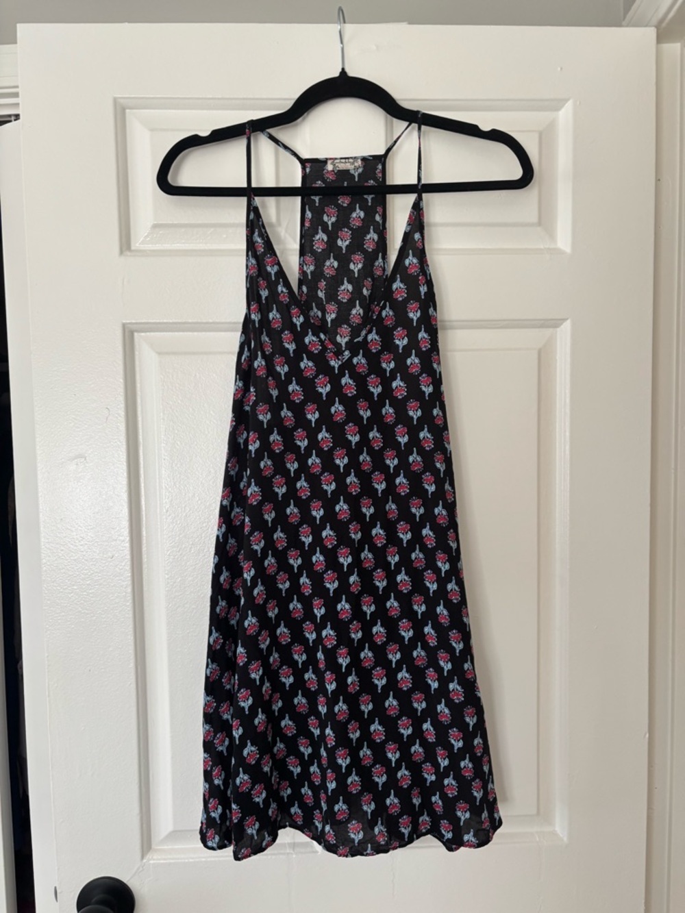 Intimately Free People Black Floral Slip Dress - Size M - Boho Mini Racerback